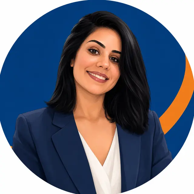 Avatar ilustrado de Denise, atendimento da Trust